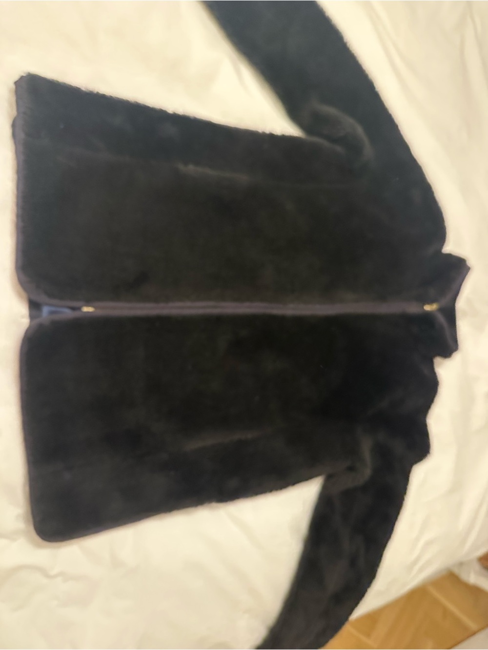 Jcrew teddy bear faux fur coat black large lined
